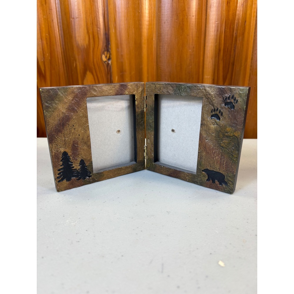 Big Sky Carvers Bear Stonecast Hinged Double Picture Frame 2x3 30177035